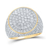 14kt Yellow Gold Mens Round Diamond Statement Pave Circle Ring 4-1/5 Cttw