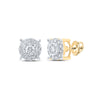 14kt Yellow Gold Round Diamond Cluster Earrings 1/3 Cttw