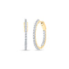 14kt Yellow Gold Womens Round Diamond Inside Outside Hoop Earrings 2 Cttw