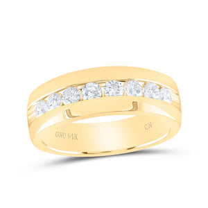 14kt Yellow Gold Mens Round Diamond Wedding Band Ring 1 Cttw