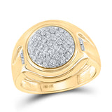 10kt Yellow Gold Mens Round Diamond Circle Cluster Ring 1/3 Cttw