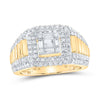 10kt Yellow Gold Mens Round Diamond Square Ring 1-1/2 Cttw