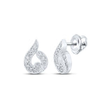 10kt White Gold Womens Round Diamond Teardrop Earrings 1/6 Cttw