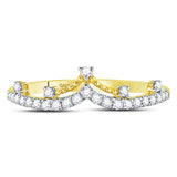 10kt Yellow Gold Womens Round Diamond Crown Tiara Fashion Band Ring 1/5 Cttw