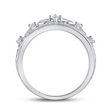 10kt White Gold Womens Round Diamond Fleur-de-lis Crown Ring 1/3 Cttw