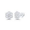 10kt White Gold Womens Round Diamond Cluster Earrings 1/2 Cttw