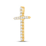 14kt Yellow Gold Womens Round Diamond Cross Pendant 1/2 Cttw