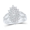 10kt White Gold Womens Round Diamond Marquise-shape Cluster Ring 1 Cttw