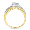 10kt Yellow Gold Womens Round Diamond Rectangle Twist Cluster Ring 1/4 Cttw