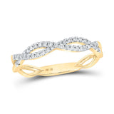 10kt Yellow Gold Womens Round Diamond Twist Stackable Band Ring 1/6 Cttw