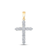 10kt Yellow Gold Womens Round Diamond Cross Pendant 1-1/2 Cttw