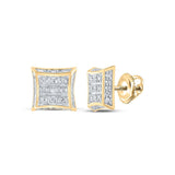 10kt Yellow Gold Womens Round Diamond Kite Square Earrings 1/6 Cttw