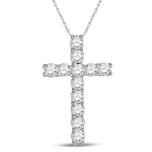 10kt White Gold Womens Round Diamond Religious Cross Pendant 1/5 Cttw