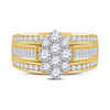 14kt Yellow Gold Round Diamond Cluster Bridal Wedding Engagement Ring 1-1/2 Cttw
