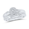 10kt White Gold Round Diamond Halo Bridal Wedding Ring Band Set 1/6 Cttw