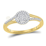 10kt Yellow Gold Womens Round Diamond Circle Cluster Split-shank Ring 1/6 Cttw