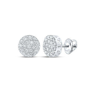 10kt White Gold Round Diamond Cluster Earrings 5/8 Cttw