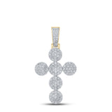 14kt Yellow Gold Mens Round Diamond Cross Charm Pendant 2 Cttw