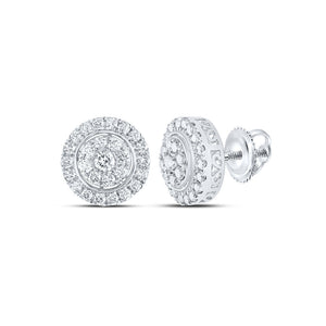 10kt White Gold Womens Round Diamond Cluster Earrings 1-1/4 Cttw