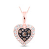 10kt Rose Gold Womens Round Brown Diamond Heart Pendant 1/4 Cttw