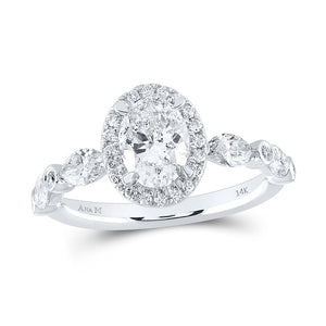 14kt White Gold Oval Diamond Halo Bridal Wedding Engagement Ring 1-7/8 Cttw
