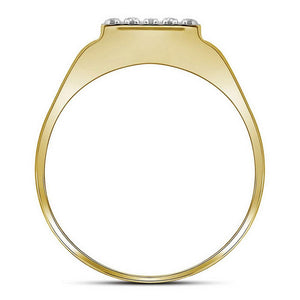 10kt Two-tone Gold Mens Round Diamond Square Ring 1/8 Cttw