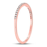 10kt Rose Gold Womens Round Diamond Timeless Stackable Band Ring 1/8 Cttw
