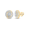 10kt Yellow Gold Womens Round Diamond Cluster Earrings 1 Cttw