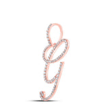 10kt Rose Gold Womens Round Diamond G Initial Letter Pendant 1/2 Cttw