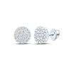 10kt White Gold Round Diamond Cluster Earrings 1-1/4 Cttw