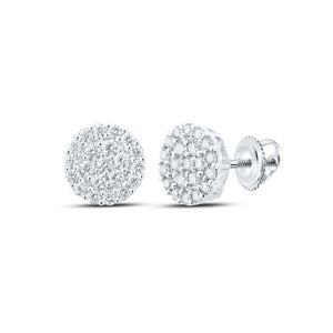 10kt White Gold Round Diamond Cluster Earrings 1-1/4 Cttw