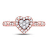 14kt Rose Gold Womens Round Diamond Heart Cluster Ring 1/3 Cttw
