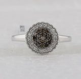 Sterling Silver Womens Round Brown Diamond Cluster Ring 1/3 Cttw