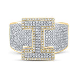10kt Two-tone Gold Mens Round Diamond I Initial Letter Ring 1-1/5 Cttw