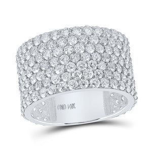 14kt White Gold Mens Round Diamond 7-Row Statement Band Ring 7-1/2 Cttw