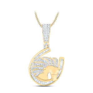 10kt Yellow Gold Mens Round Diamond Lucky Horseshoe Charm Pendant 1 Cttw