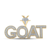 10kt Two-tone Gold Mens Round Diamond GOAT Phrase Charm Pendant 2-3/4 Cttw