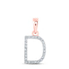 10kt Rose Gold Womens Round Diamond D Initial Letter Pendant 1/10 Cttw