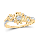10kt Yellow Gold Womens Round Diamond Flower Fashion Ring 1/6 Cttw