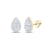 10kt Yellow Gold Womens Pear Diamond Teardrop Earrings 3/8 Cttw