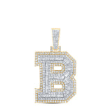 10kt Yellow Gold Mens Round Diamond B Initial Letter Charm Pendant 1 Cttw