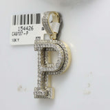 10kt Yellow Gold Mens Round Diamond Initial P Charm Pendant 1-5/8 Cttw