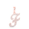 10kt Rose Gold Womens Round Diamond F Initial Letter Pendant 1/8 Cttw