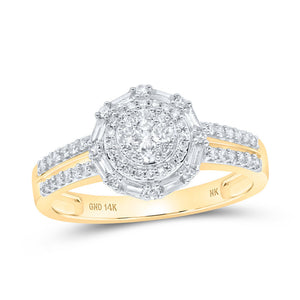 14kt Yellow Gold Womens Round Diamond Cluster Ring 3/8 Cttw