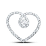 10kt White Gold Womens Round Diamond Heart Pendant 1/3 Cttw