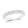 14kt White Gold Womens Round Diamond Wedding Single Row Band 7/8 Cttw