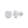 10kt White Gold Round Diamond Cluster Earrings 1 Cttw