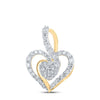 10kt Yellow Gold Womens Round Diamond Heart Pendant 3/8 Cttw
