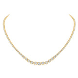 14kt Yellow Gold Womens Round Diamond Graduated Tennis Necklace 5-3/4 Cttw