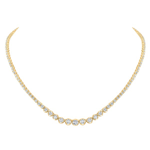 14kt Yellow Gold Womens Round Diamond Graduated Tennis Necklace 5-3/4 Cttw